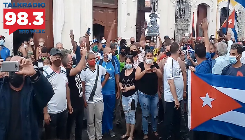 Pro-Cuban government protesters
