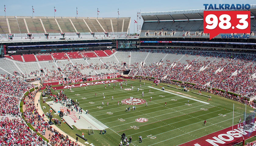 Aerial view of Bryant Denny Stadium, in Tuscaloosa,AL, USA